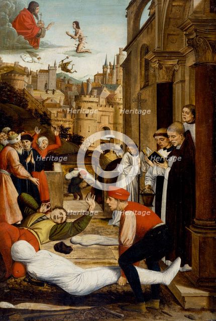 Saint Sebastian Interceding for the Plague Stricken, 1497-1499. Creator: Josse Lieferinxe.