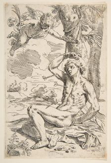 Saint Sebastian pierced with arrows and tied to a tree, ca. 1639. Creator: Simone Cantarini