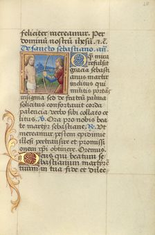 Saint Sebastian; Poncher Hours, about 1500. Creator: Master of Jacques de Besancon