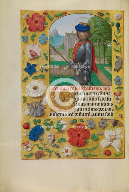 Saint Sebastian; Spinola Hours, about 1510-1520. Creator: Workshop of Master of the First Prayer Book of Maximilian.