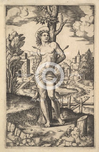 Saint Sebastian tied to a tree pierced by arrows, 1530-60. Creator: Master of the Die.
