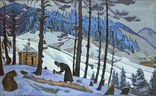 Saint Sergius the Builder 1925. Artist: Nicholas Roerich