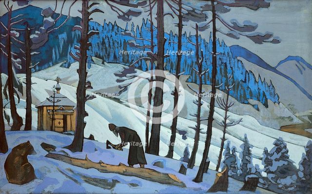 Saint Sergius the Builder, 1925. Artist: Roerich, Nicholas (1874-1947)