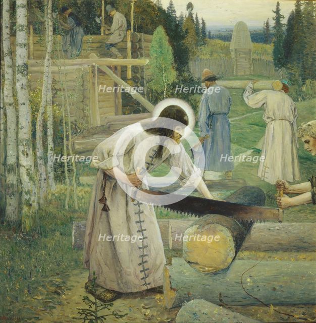 Saint Sergius' labours (Triptych, Mid part), 1896. Artist: Nesterov, Mikhail Vasilyevich (1862-1942)