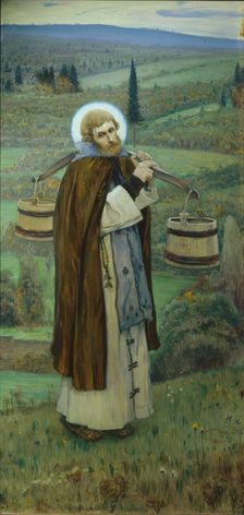 Saint Sergius labours (Triptych, Left part), 1896. Artist: Nesterov, Mikhail Vasilyevich (1862-1942)