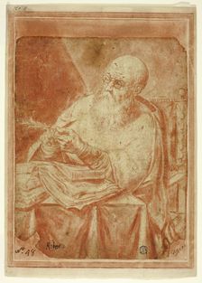 Saint Sharpening a Pen, n.d. Creator: Unknown