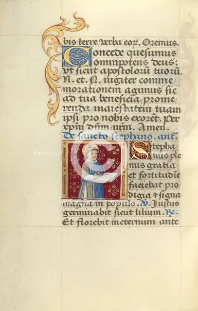 Saint Stephen; Poncher Hours, about 1500. Creator: Master of Jacques de Besancon.