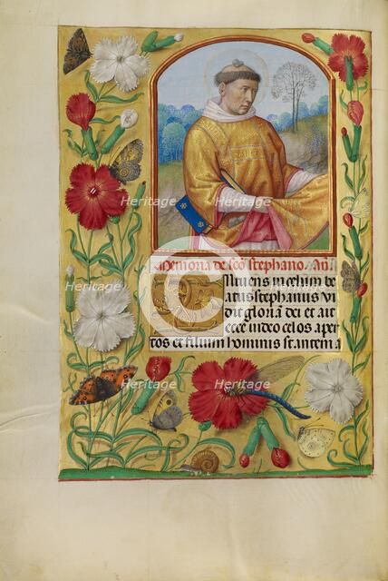 Saint Stephen; Spinola Hours, about 1510-1520. Creator: Workshop of Master of the First Prayer Book of Maximilian.