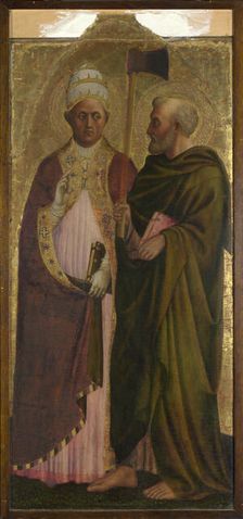 Saint Pope Gregory and Saint Matthias, ca 1428-1429. Creator: Masolino da Panicale (1383-ca 1440)