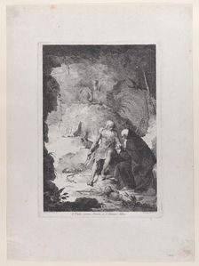 Saint Paul the Hermit and Saint Anthony Abbot conversing in a landscape, after Pi..., ca. 1784-1836. Creator: Francesco Novelli