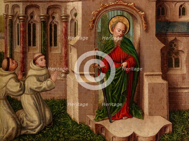 Saint Paul with Monks in Front of the Church of San Paolo fuori le Mura in Rome, between 1490-1500. Creator: Unknown.
