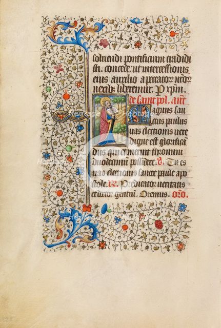 Saint Paul with an Open Book; Book of Hours, about 1440-1450. Creator: Workshop of the Bedford Master.