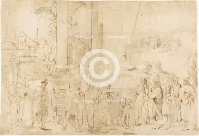 Saint Paul Baptizing Dionysus the Areopagite (recto), n.d. Creator: Unknown.