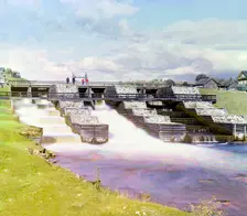 Saint Paul dam in Deviatiny [Russian Empire], 1909. Creator: Sergey Mikhaylovich Prokudin-Gorsky