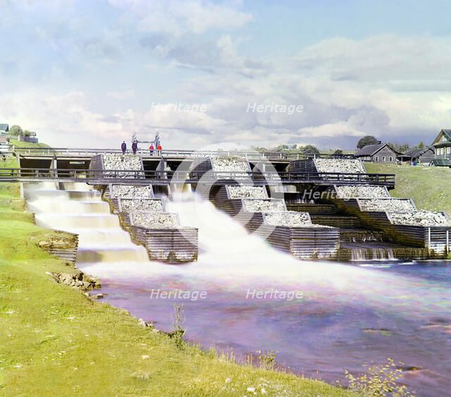 Saint Paul dam in Deviatiny [Russian Empire], 1909. Creator: Sergey Mikhaylovich Prokudin-Gorsky.