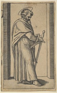 Saint Paul holding a book and a sword facing right, ca. 1500-1540. Creator: Unknown