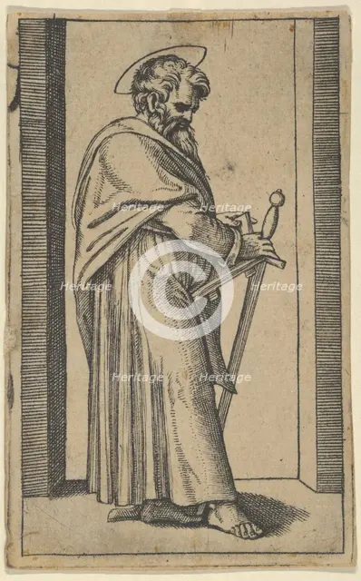 Saint Paul holding a book and a sword facing right, ca. 1500-1540. Creator: Unknown.