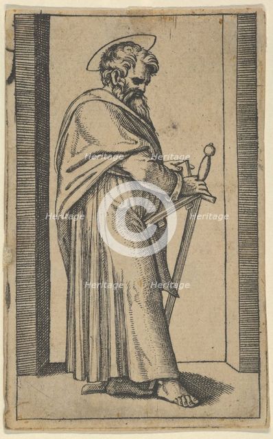 Saint Paul holding a book and a sword facing right, ca. 1500-1540. Creator: Unknown.