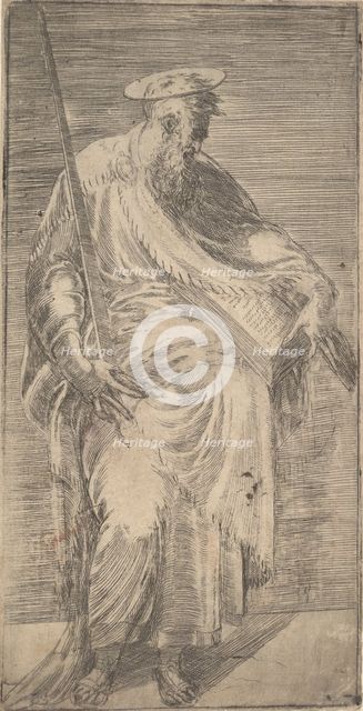 Saint Paul holding a sword and a book, from Christ and the Apostles, 1540-63. Creator: Andrea Schiavone.