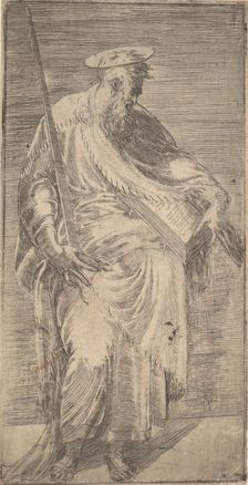Saint Paul holding a sword and a book, from Christ and the Apostles, 1540-63. Creator: Andrea Schiavone