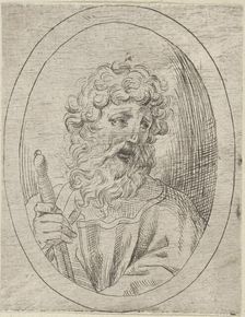 Saint Paul holding a sword, in an oval frame, from Christ, the Virgin, and Thirteen A..., 1600-1640. Creator: Anon