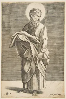 Saint Paul looking to the right and holding a sword and a book, ca. 1515-27. Creator: Marco Dente