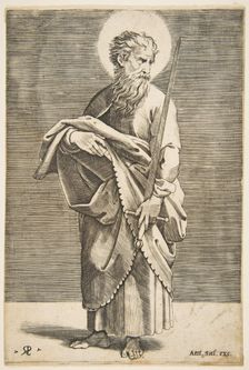 Saint Paul looking to the right and holding a sword and a book, ca. 1515-27. Creator: Marco Dente