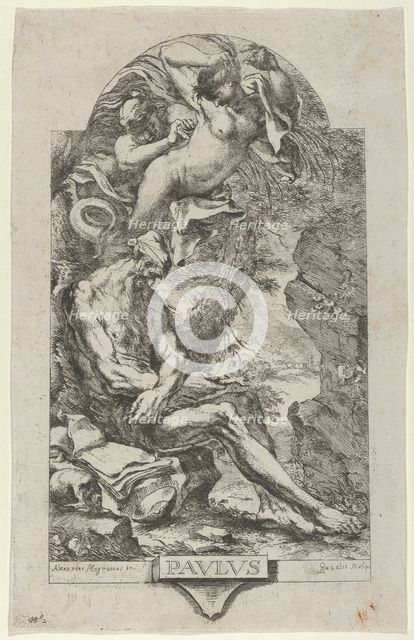 Saint Paul of Thebes tempted by a demon, after Magnasco, ca. 1720-30. Creator: Bartolommeo Gazalis.