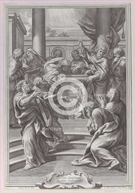 Saint Paul preaching in Athens, 1679. Creator: Cornelis Bloemaert.