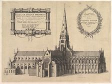 Saint Paul's from the South Showing the Spire (Ecclesiae Paulinae Prospectus...), 1657. Creator: Wenceslaus Hollar