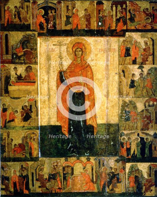 'Saint Paraskeva Pyatnitsa with Scenes from Her Life', 15th century. Artist: Unknown