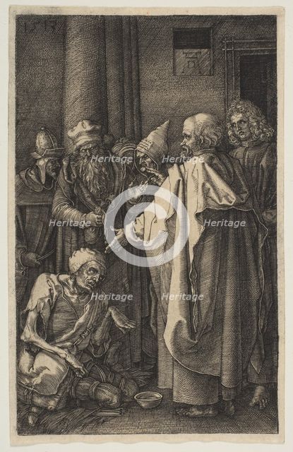 Saint Peter and Saint John at the Gate of the Temple, from The Passion, 1513. Creator: Albrecht Durer.
