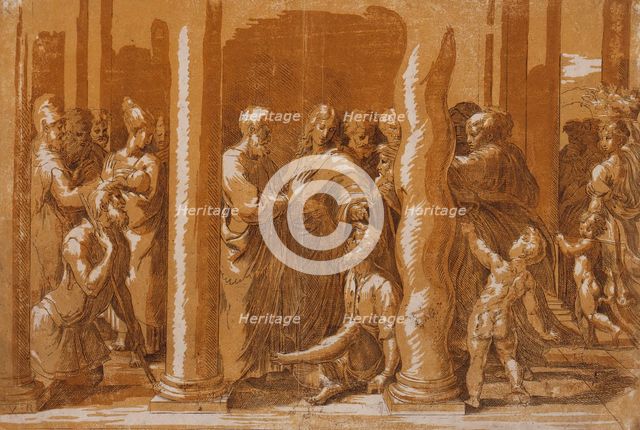 Saint Peter and Saint John Healing the Cripple at the Gate of the Temple, 16th century. Creator: Parmigianino.