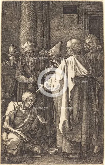 Saint Peter and Saint John Healing a Cripple at the Gate of the Temple, 1513. Creator: Albrecht Durer.