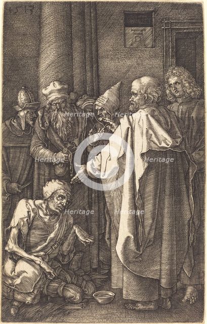 Saint Peter and Saint John Healing a Cripple at the Gate of the Temple, 1513. Creator: Albrecht Durer.