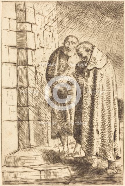 Saint Peter and Saint Paul in the Door of M. Richard (St. Pierre et St. Paul..., Richard. Creator: Alphonse Legros.