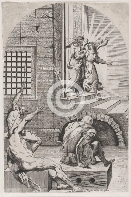 Saint Peter being released from prison by the angel, 1650-70. Creator: Girolamo Pedrignani.