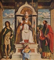 Saint Peter enthroned with Saints, John the Baptist and Saint Paul c1516. Creator: Giovanni Battista Cima da Conegliano