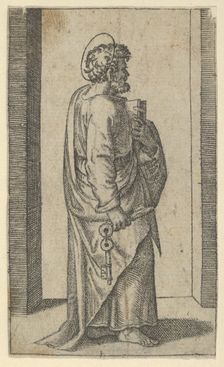 Saint Peter, keys in right hand, book in left, facing right, from the series Pic..., ca. 1500-1527. Creator: Marcantonio Raimondi