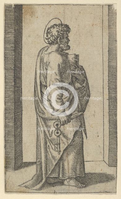 Saint Peter, keys in right hand, book in left, facing right, from the series 'Pic..., ca. 1500-1527. Creator: Marcantonio Raimondi.