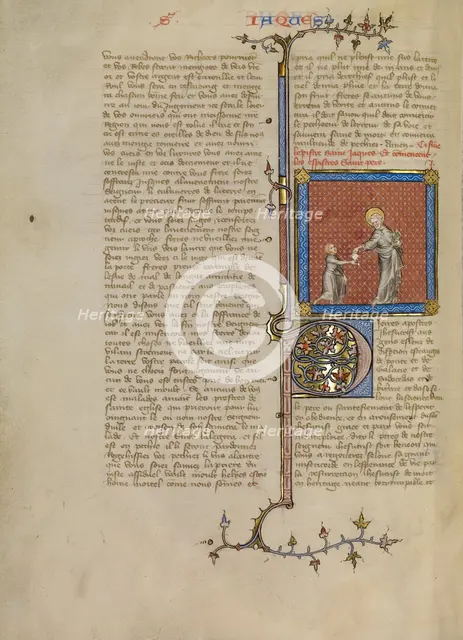 Saint Peter Handing a Letter to a Messenger, about 1360-1370. Creator: Master of Jean de Mandeville.