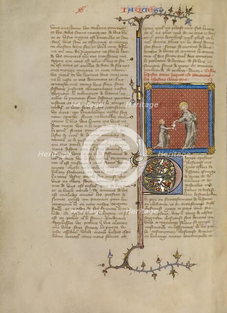 Saint Peter Handing a Letter to a Messenger, about 1360-1370. Creator: Master of Jean de Mandeville.