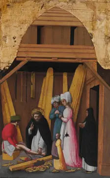Saint Peter Martyr Healing the Leg of a Young Man, ca. 1450. Creator: Antonio Vivarini
