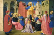 Saint Peter Preaching in the Presence of Saint Mark (Predella of the Tabernacle of..., ca. 1433. Creator: Angelico, Fra Giovanni, da Fiesole (ca. 1400-1455)