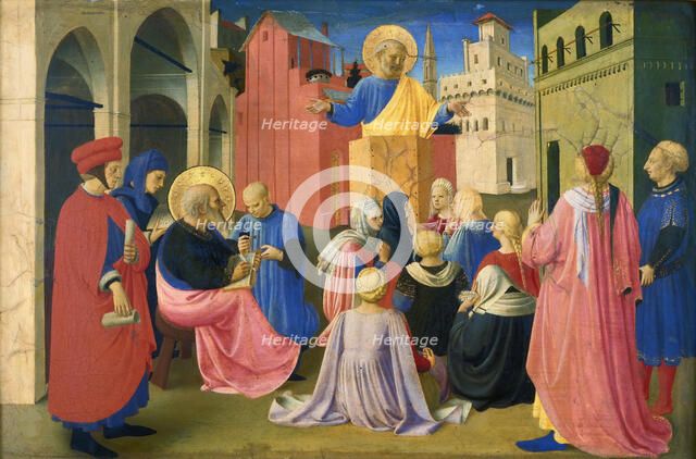 Saint Peter Preaching in the Presence of Saint Mark (Predella of the Tabernacle of..., ca. 1433. Creator: Angelico, Fra Giovanni, da Fiesole (ca. 1400-1455).