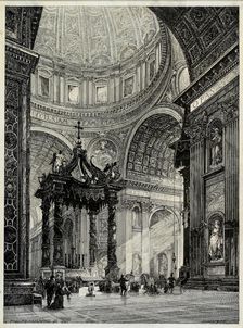 Saint Peter's Basilica, Rome, Italy, Interior View, 1878. Creator: Frederick P Dinkelberg