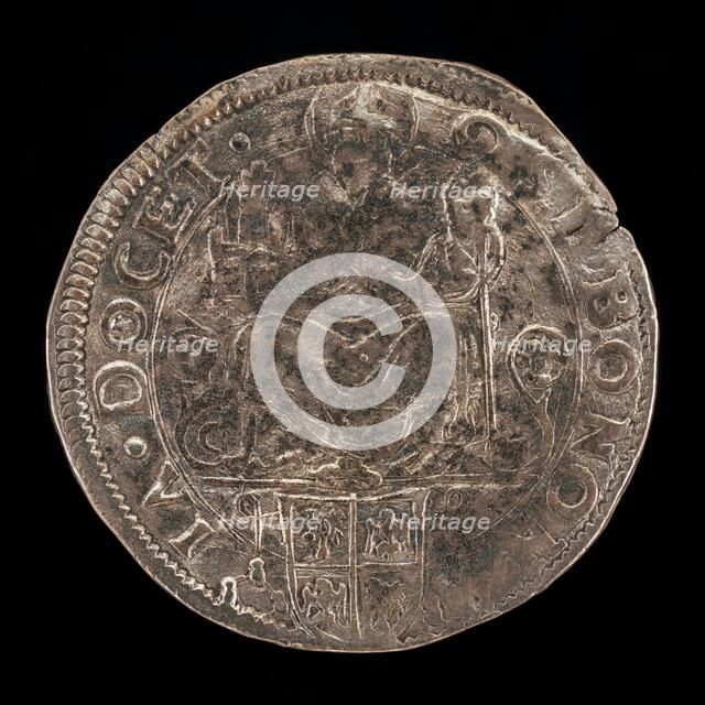 Saint Petronius Enthroned above Arms of Cardinal Alidosi [reverse], 16th century. Creator: Unknown.