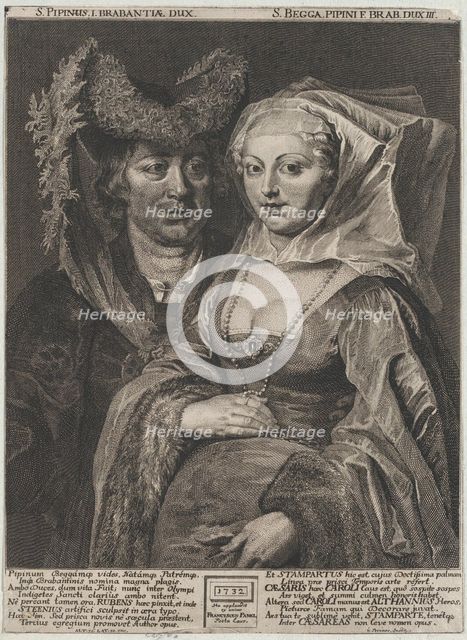 Saint Pepin I and his daughter, Saint Begga, 1732. Creator: Anton Joseph von Prenner.
