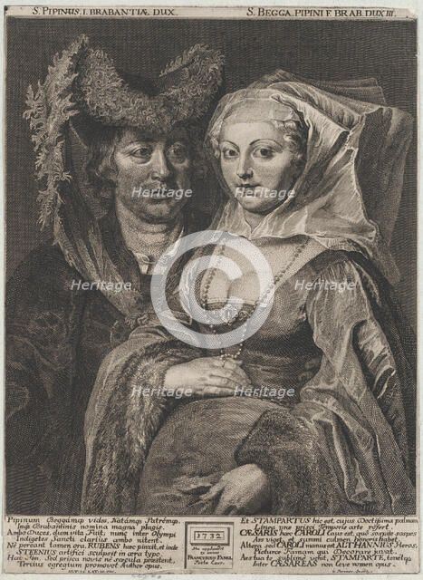 Saint Pepin I and his daughter, Saint Begga, 1732. Creator: Anton Joseph von Prenner.