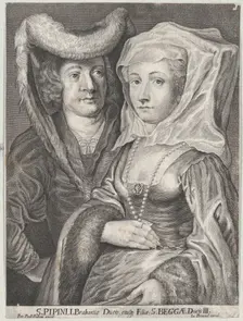 Saint Pepin I and his daughter, Saint Begga, ca. 1650-1700. Creator: Anon